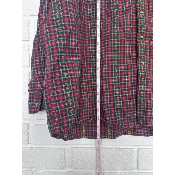 Vintage Casbah Button Up Shirt Long Sleeve Mens XL Red Green Plaid Rare - Picture 8 of 8